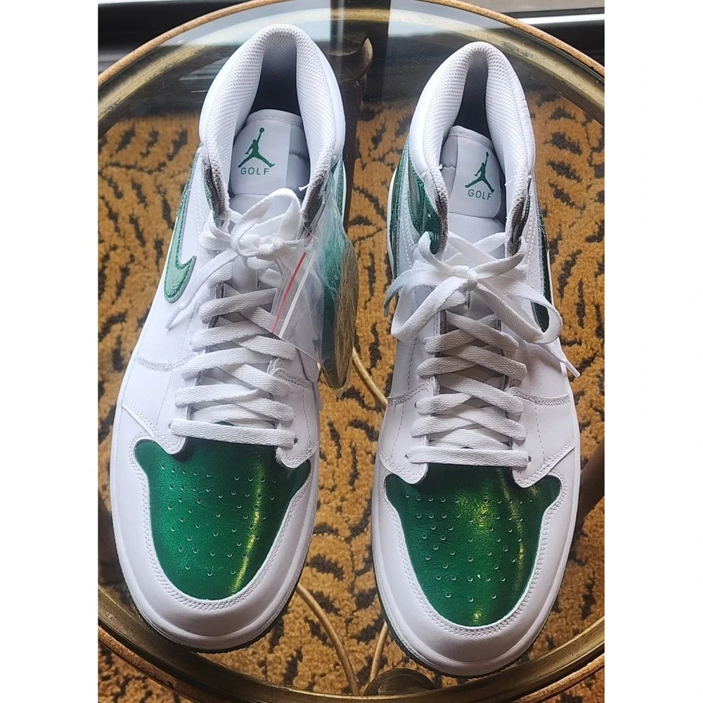 $180 Nike Air Jordan 1 High Golf Shoes Metallic Green DQ0660-130 Size 11.5